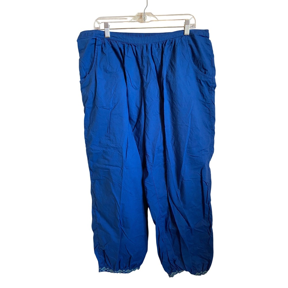 Gudrun‎ Sjoden Organic Cotton Blue Swiss Dot Embroidered Cuff Pants XL